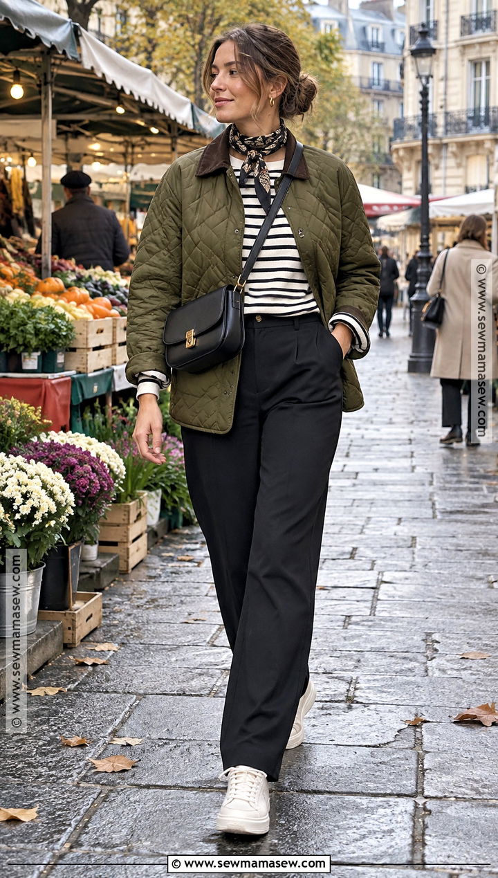 Paris Quilted Jacket Outfit With Black Trousers - 20 Paris In October Outfits for Women
