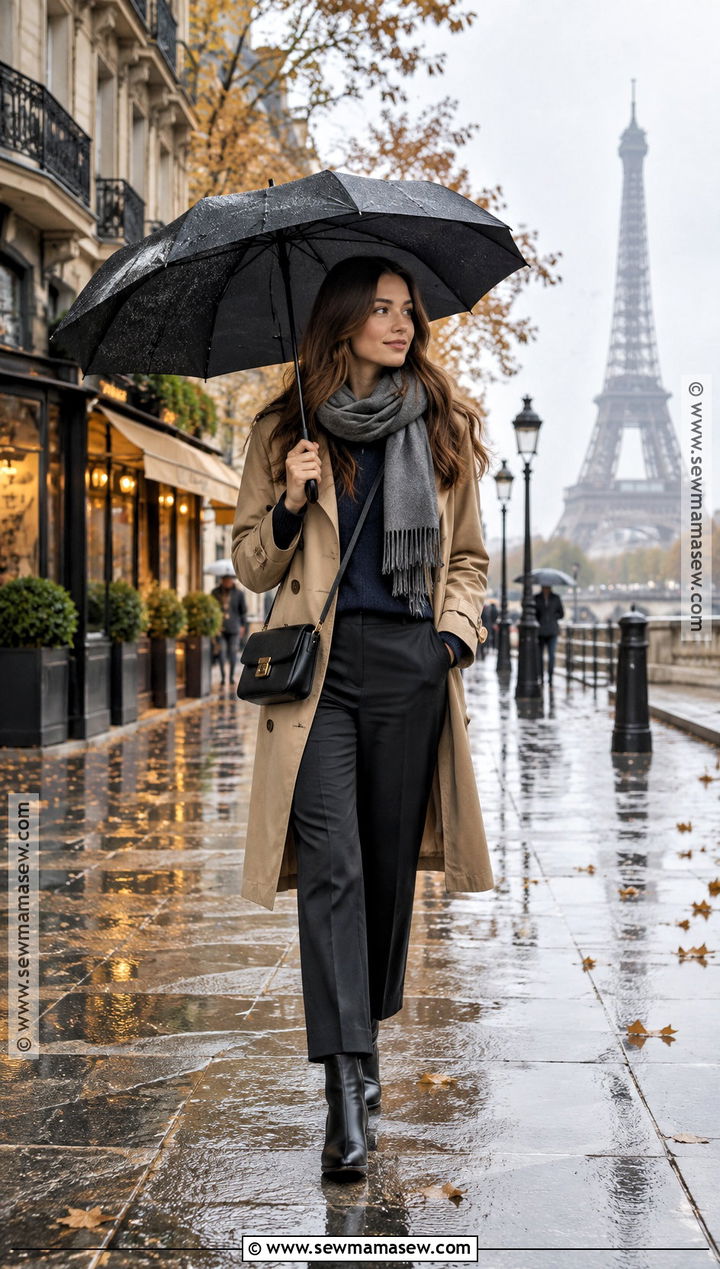 Paris Rainy Day Outfit With Trench Coat And Boots - 15 paris outfits for fall