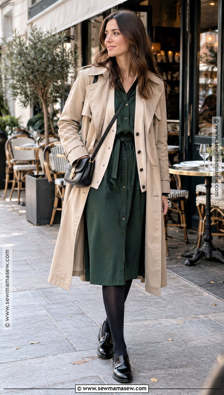 Paris Shirt Dress Outfit With Loafers - 20 Paris In October Outfits for Women