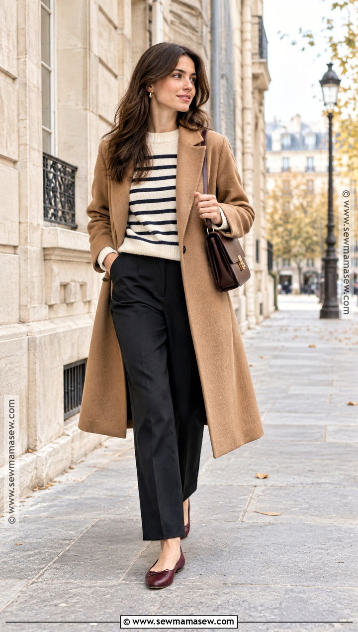 Paris Striped Sweater And Black Pants Outfit - 15 paris style fall ideas