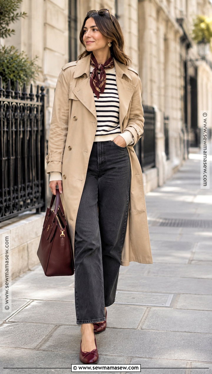 Parisian Autumn Trench Coat Outfit - 20 Autumn Aesthetic Fashion Ideas