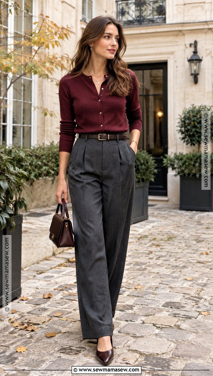 Parisian Fall Cardigan And Trousers Outfit - 20 parisian chic style fall ideas
