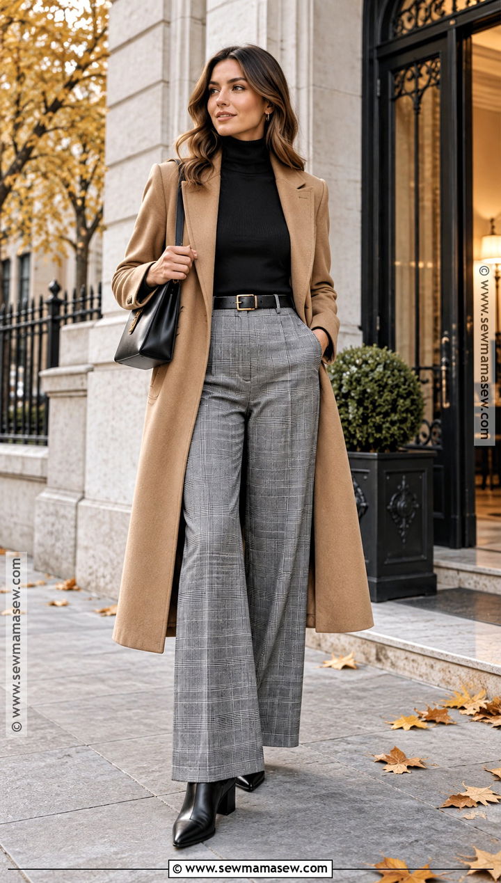 Parisian Turtleneck And Plaid Trousers - 25 parisian fall outfits