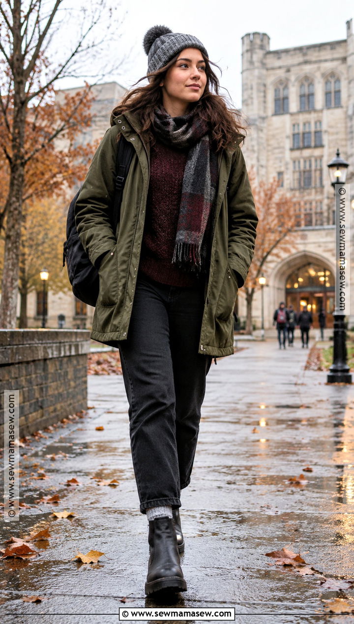 Parka And Black Jeans School Outfit - 20 cold fall outfits school