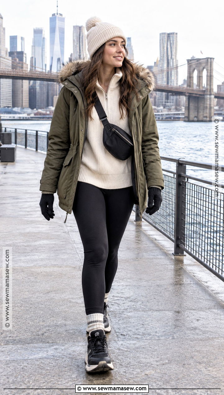 Parka And Black Leggings NYC Outfit - 20 november nyc outfits