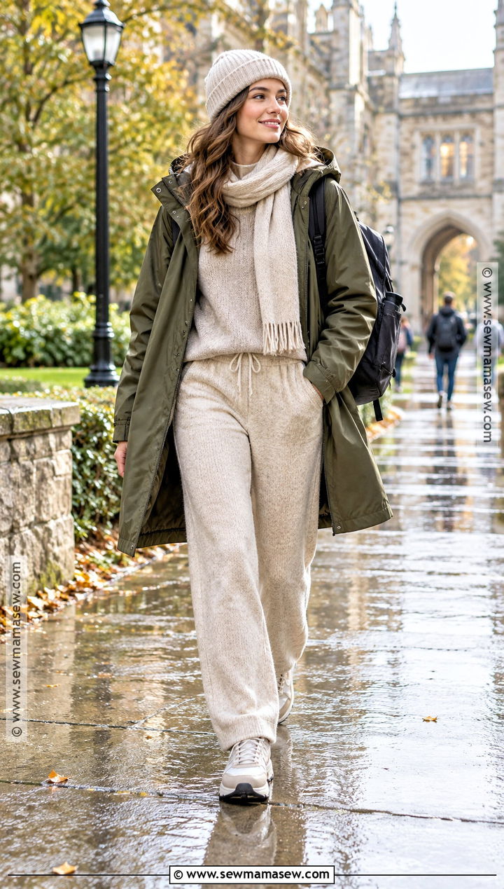 Parka And Knit Set Uni Outfit - 25 uni fits autumn
