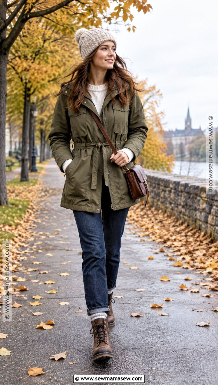 Parka And Sweater With Jeans Fall Outfit - 25 Warm Fall Outfits Weather