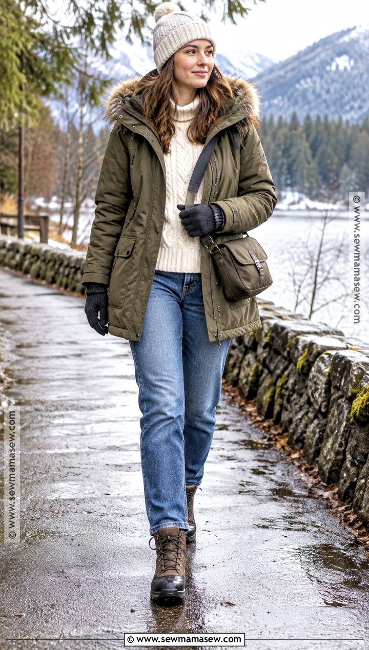 Parka and Straight Leg Jeans Outfit - 25 winter autumn outfits