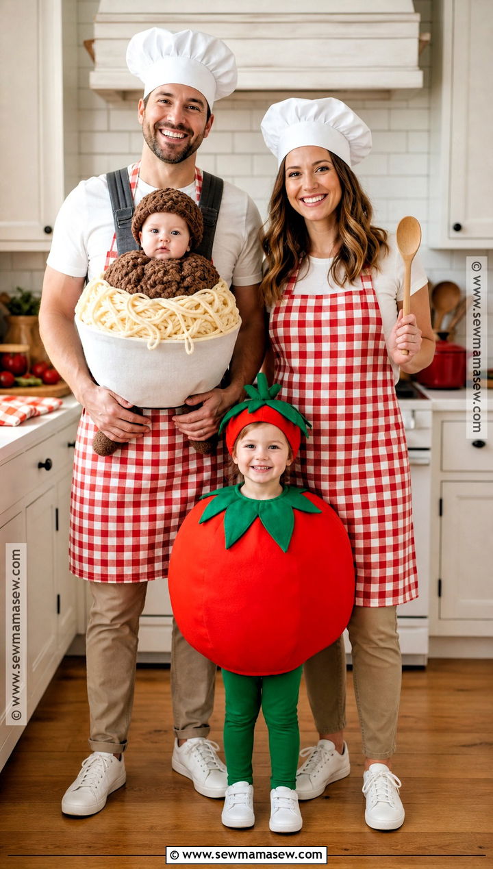 Pasta Family And Baby Meatball Costume - 40 family costumes with for babies