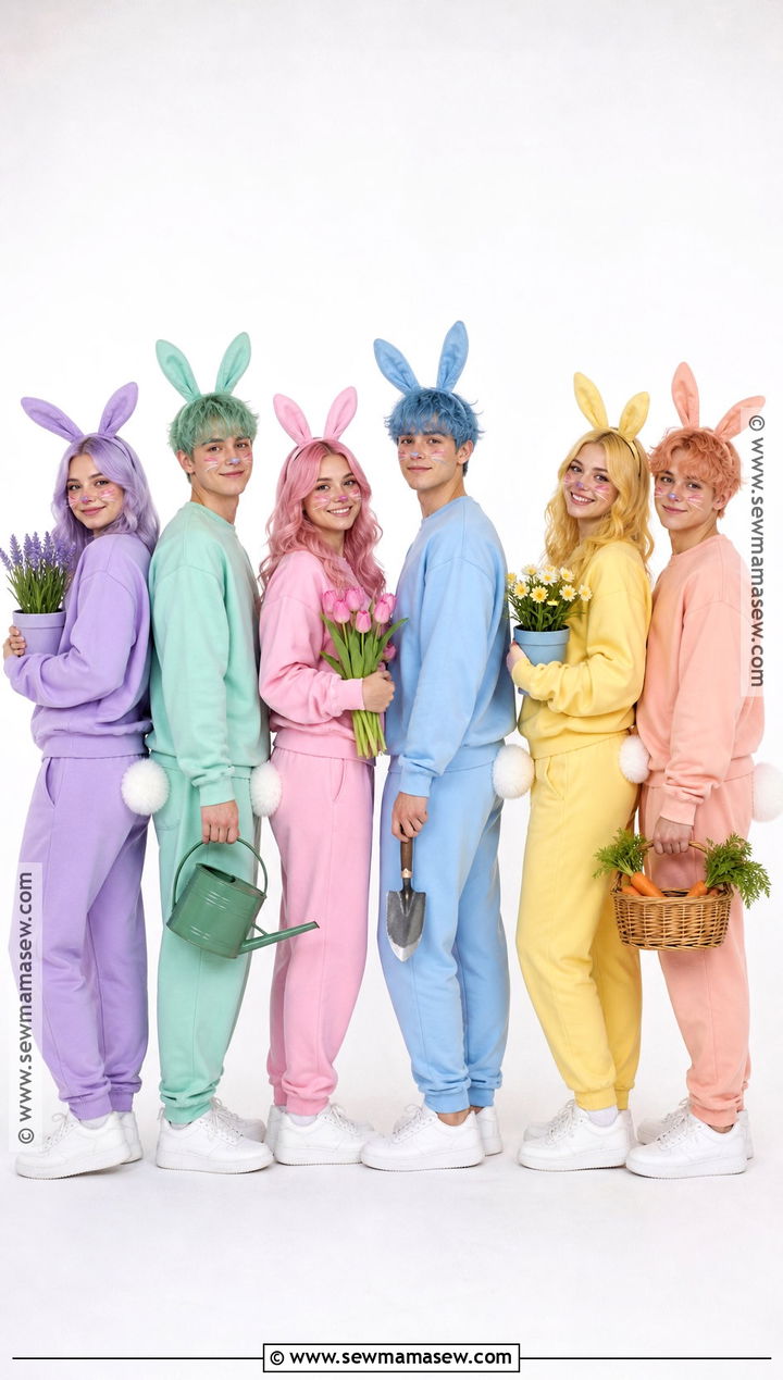 Pastel Bunny Group Costume - 30 Cute Bunny Costume Ideas