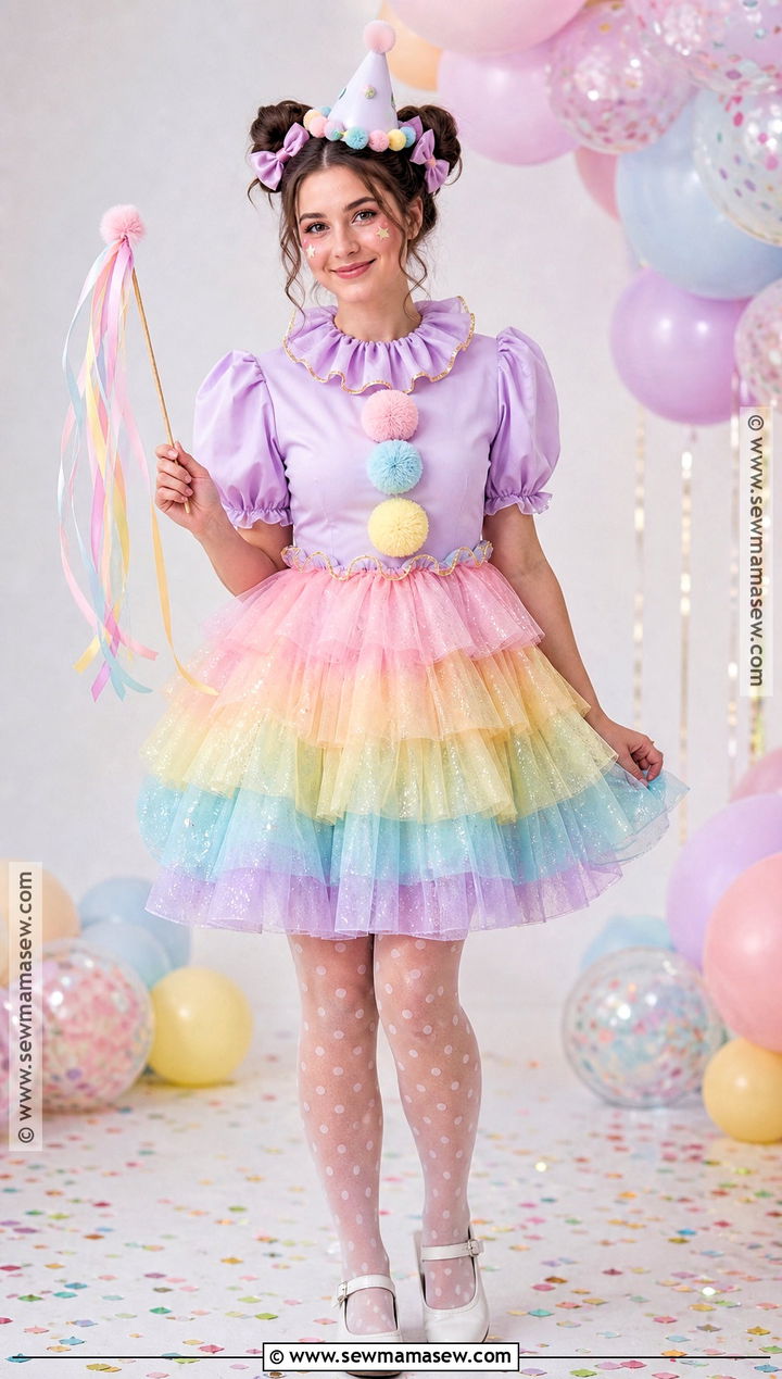 Pastel Clown Costume With Tulle Skirt - 30 Costume Clown Ideas