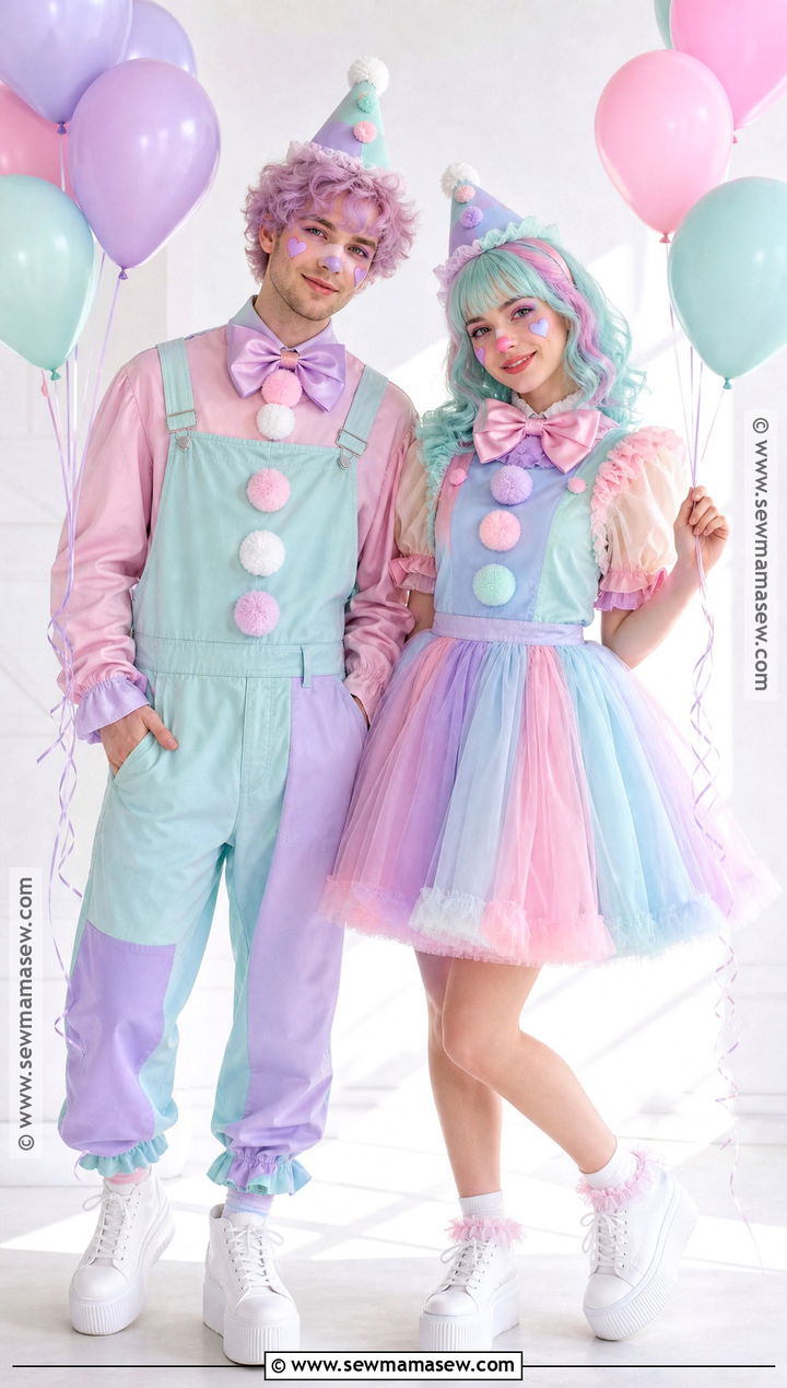 Pastel Clown Couple Costume - 30 clown couple costume ideas