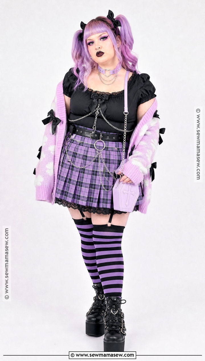 Pastel Goth Costume With Lavender Plaid - 30 aesthetic costumes