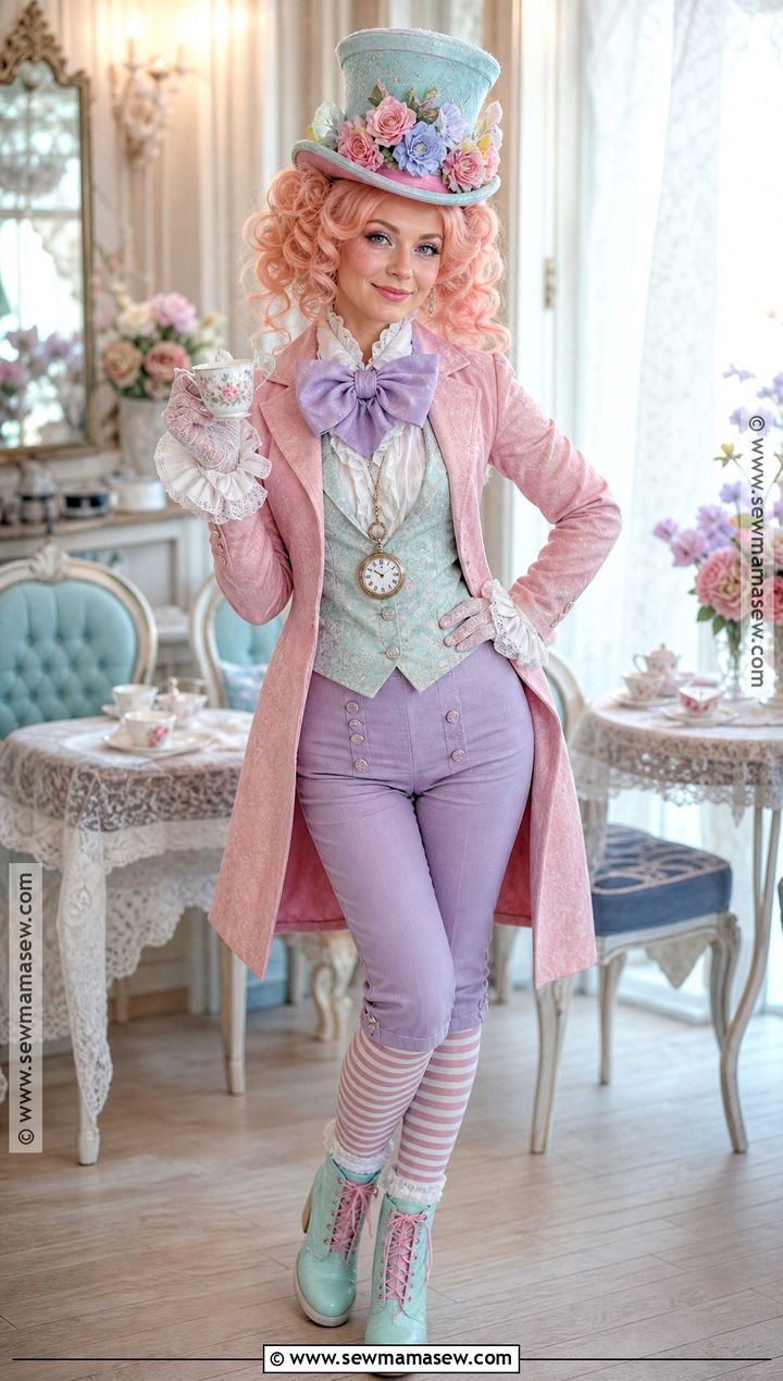 Pastel Mad Hatter Costume With Pink Tailcoat - 50 mad hatter costume ideas