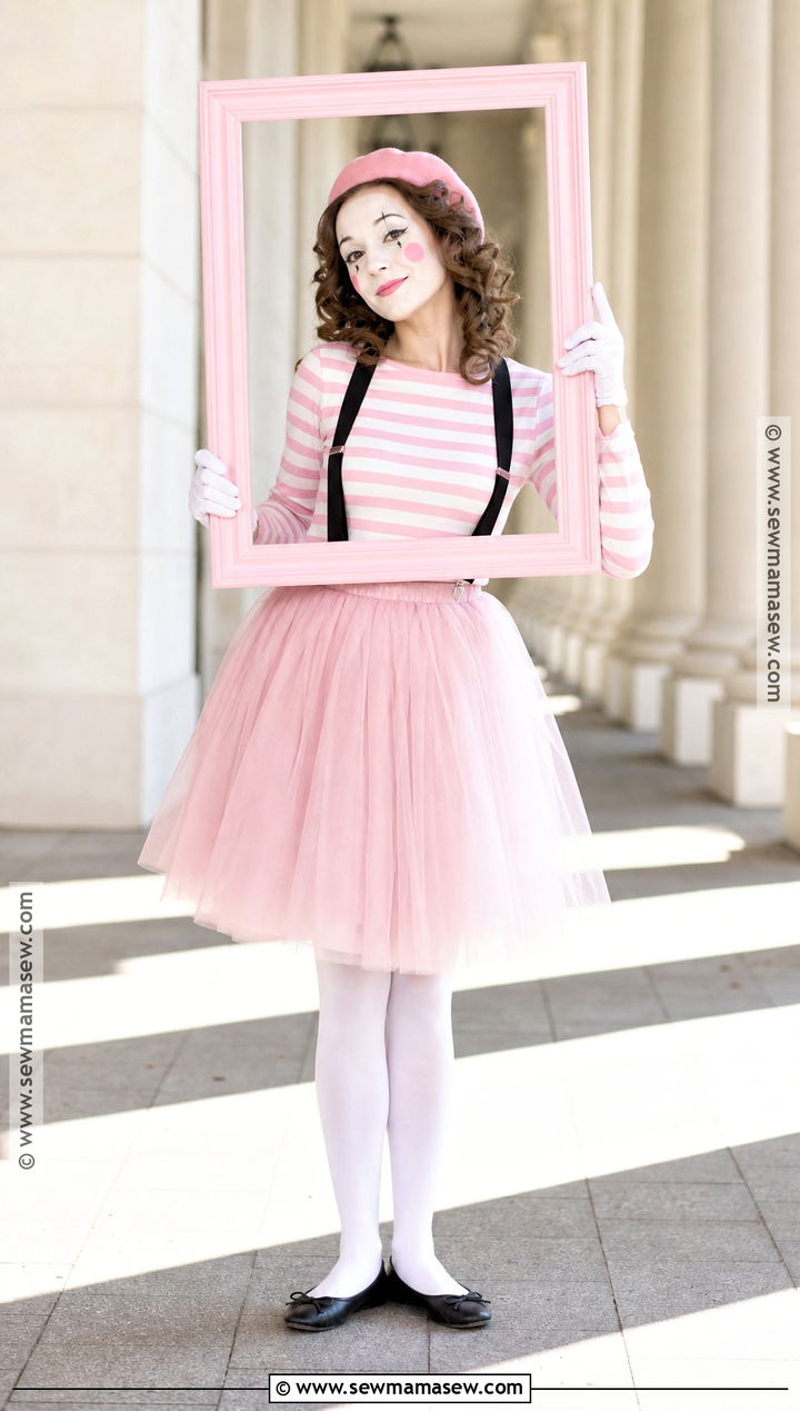 Pastel Pink Mime Costume With Tulle Skirt - 30 Mime Costume Ideas for Women
