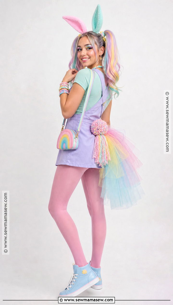 Pastel Rainbow Bunny Costume - 30 bunny costume aesthetic ideas