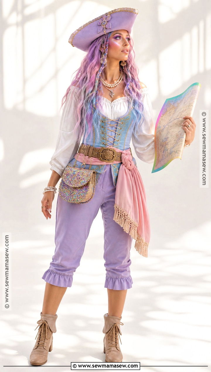 Pastel Rainbow Pirate Costume - 30 cute pirate costume ideas for women