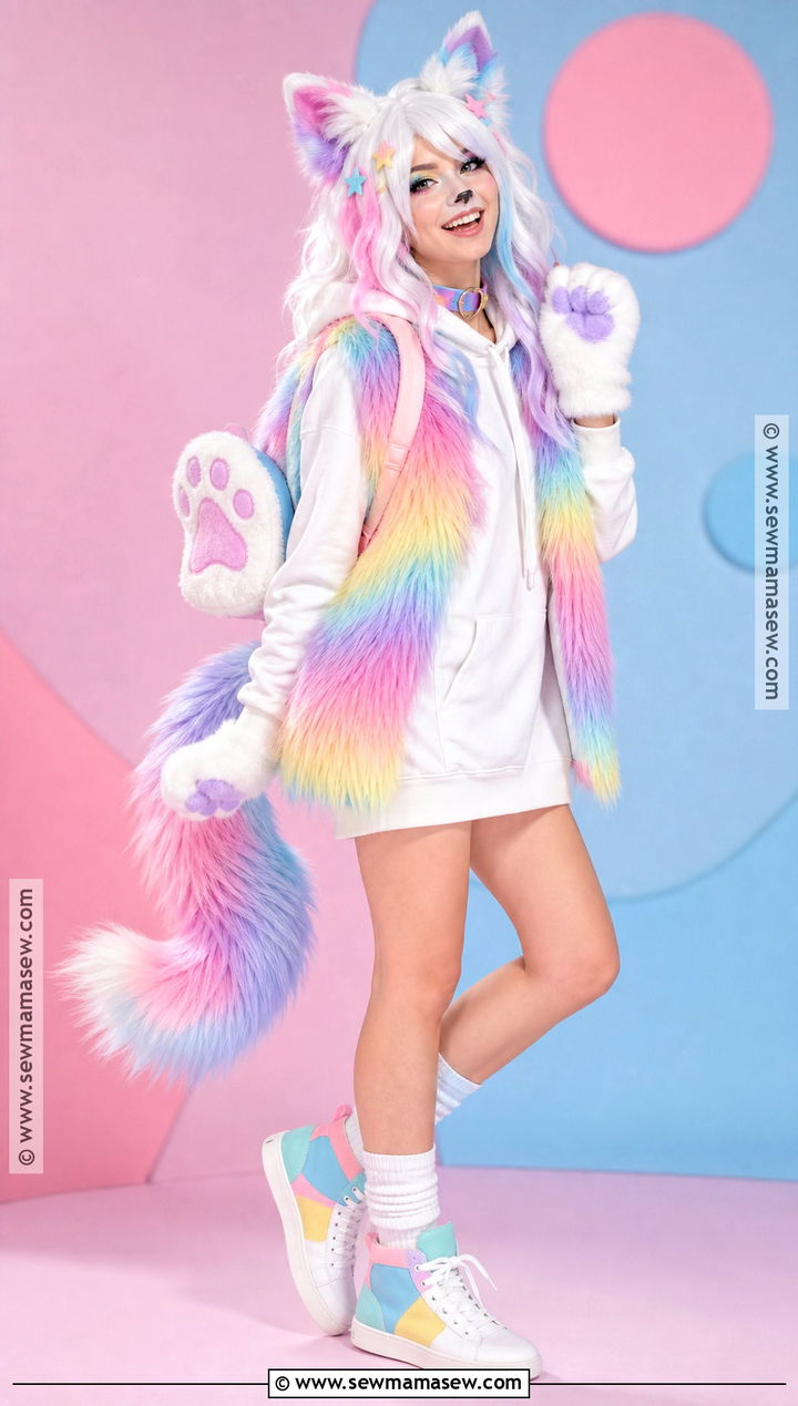 Pastel Rainbow Wolf Cosplay - 30 wolf cosplay ideas