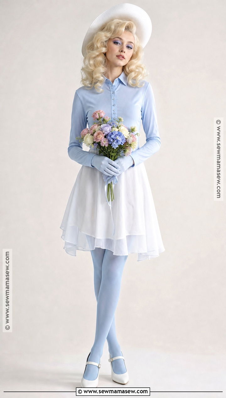 Pastel Smurfette Costume With Pale Blue Makeup - 35 smurfette costume ideas