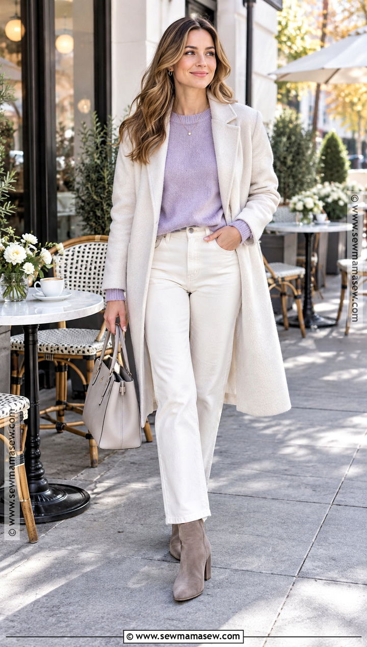 Pastel Sweater With Cream Jeans - 30 sweater weather ideas