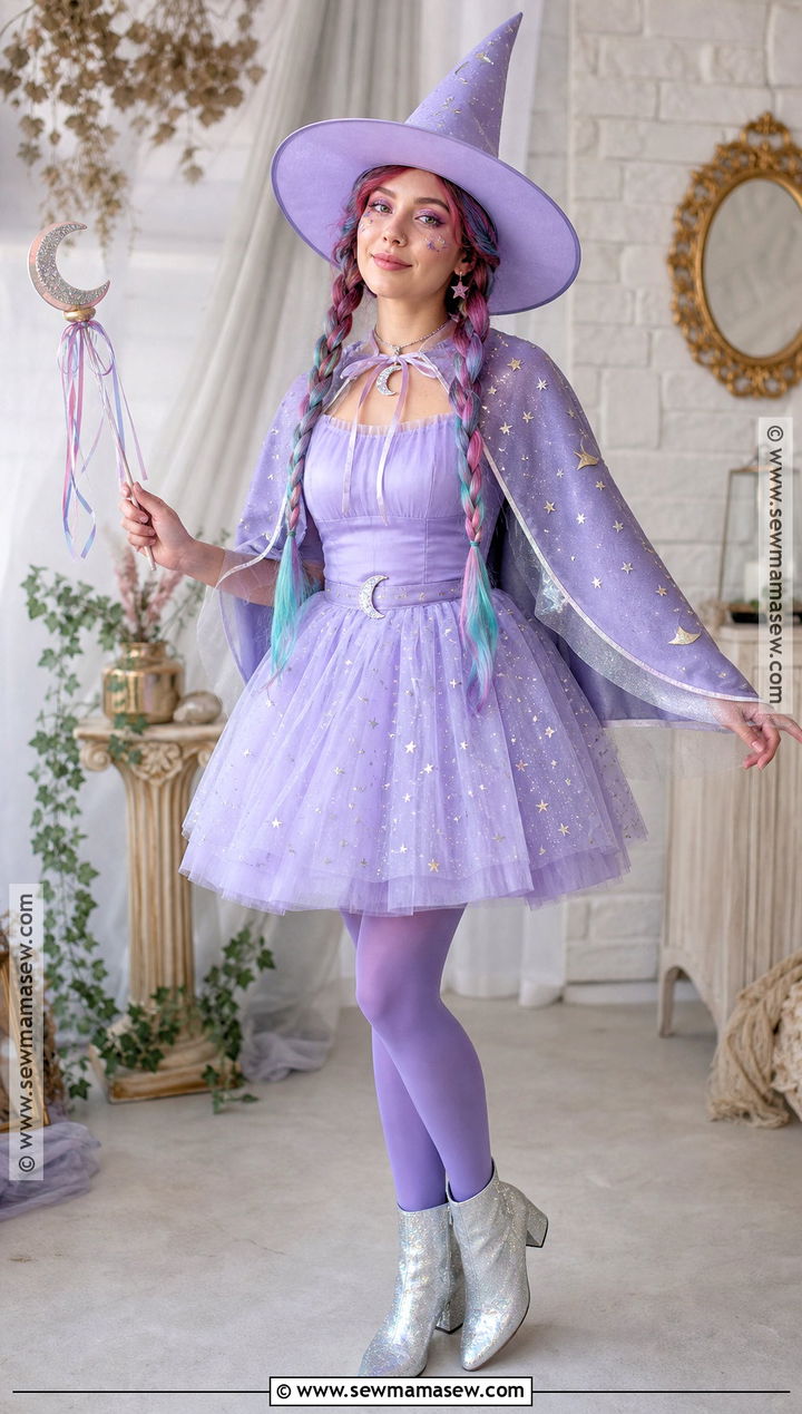 Pastel Witch Costume With Star Cape - 40 cute halloween costume ideas