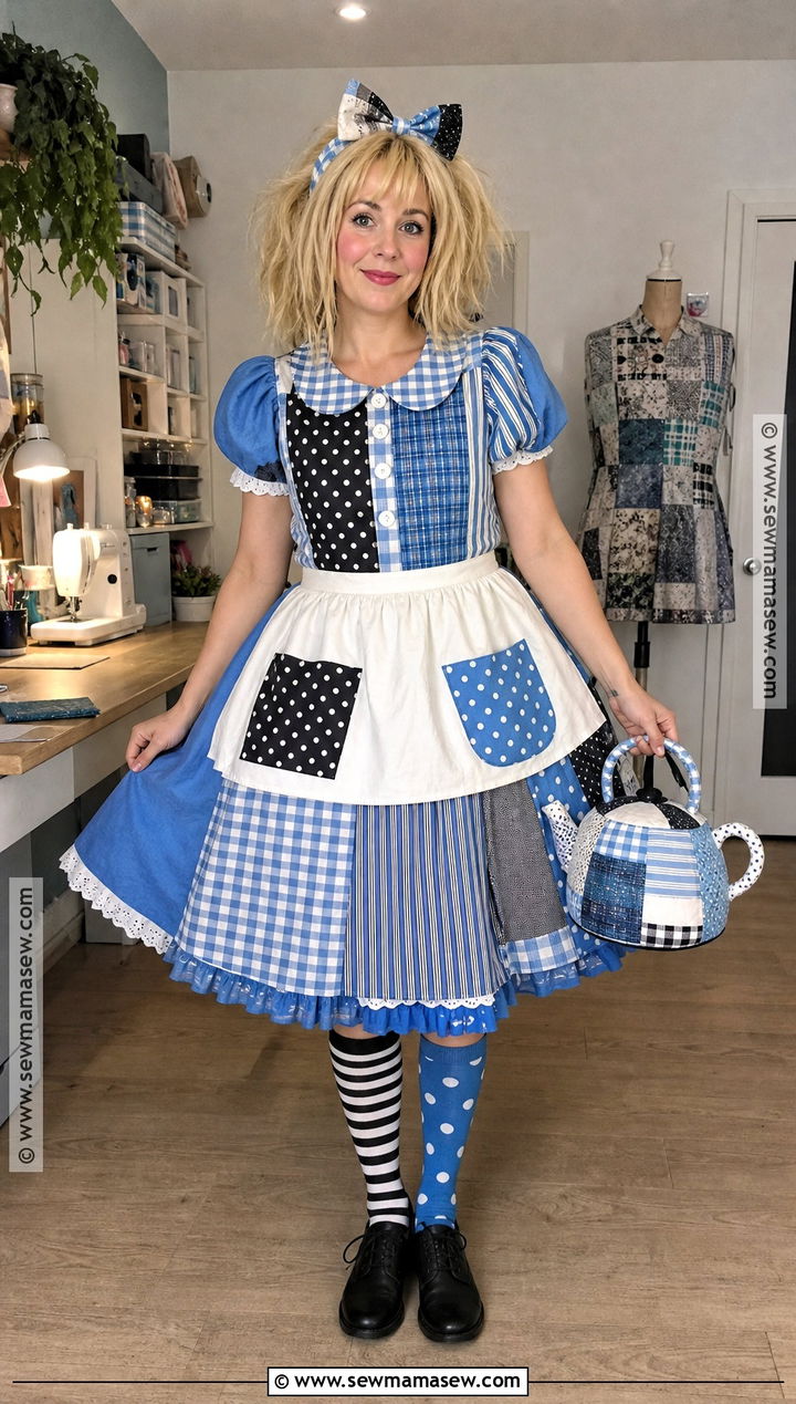 Patchwork Alice Costume With Mixed Prints - 40 alice costume ideas