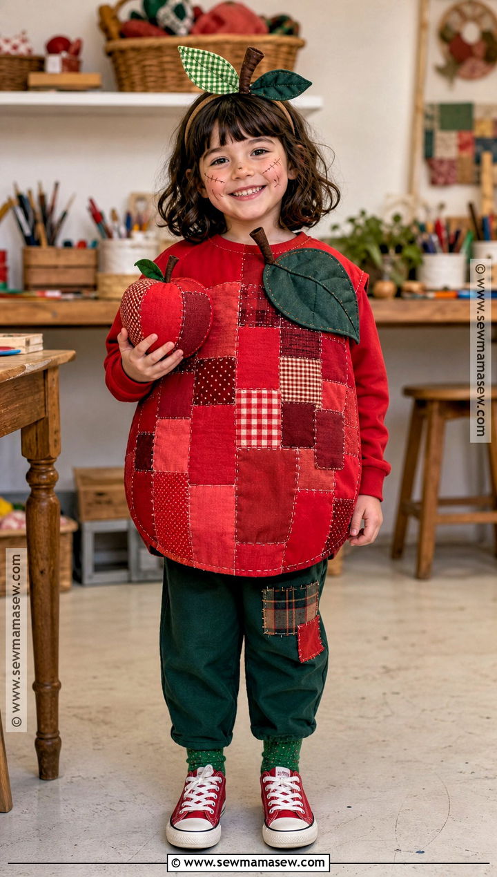 Patchwork Apple Costume - 30 apple costume ideas for kids