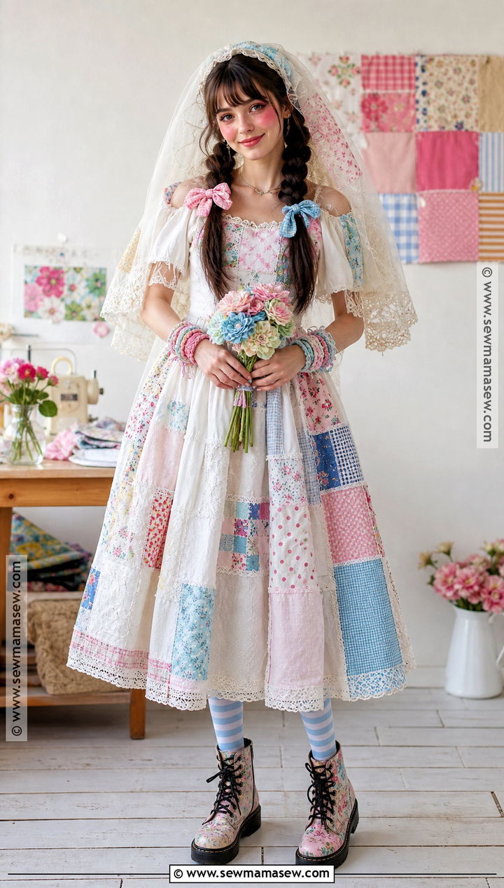 Patchwork Bride Costume With Colorful Fabric - 35 bride costume ideas