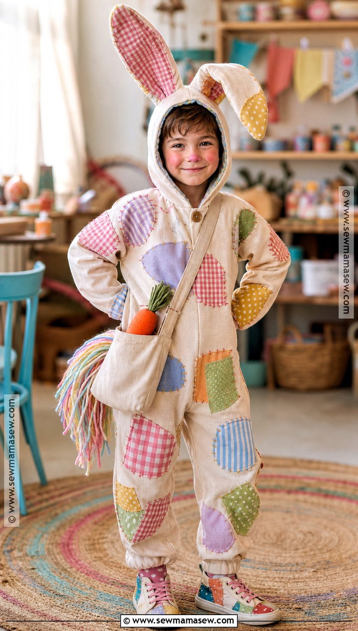 Patchwork Bunny Costume - 30 bunny costume ideas for kids