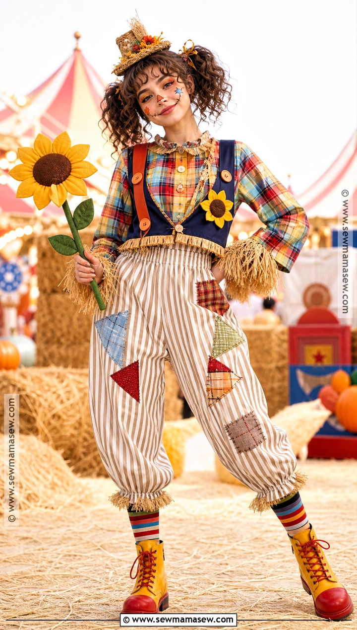 Patchwork Clown Scarecrow Costume - 35 Scare Crow Halloween Costume Ideas