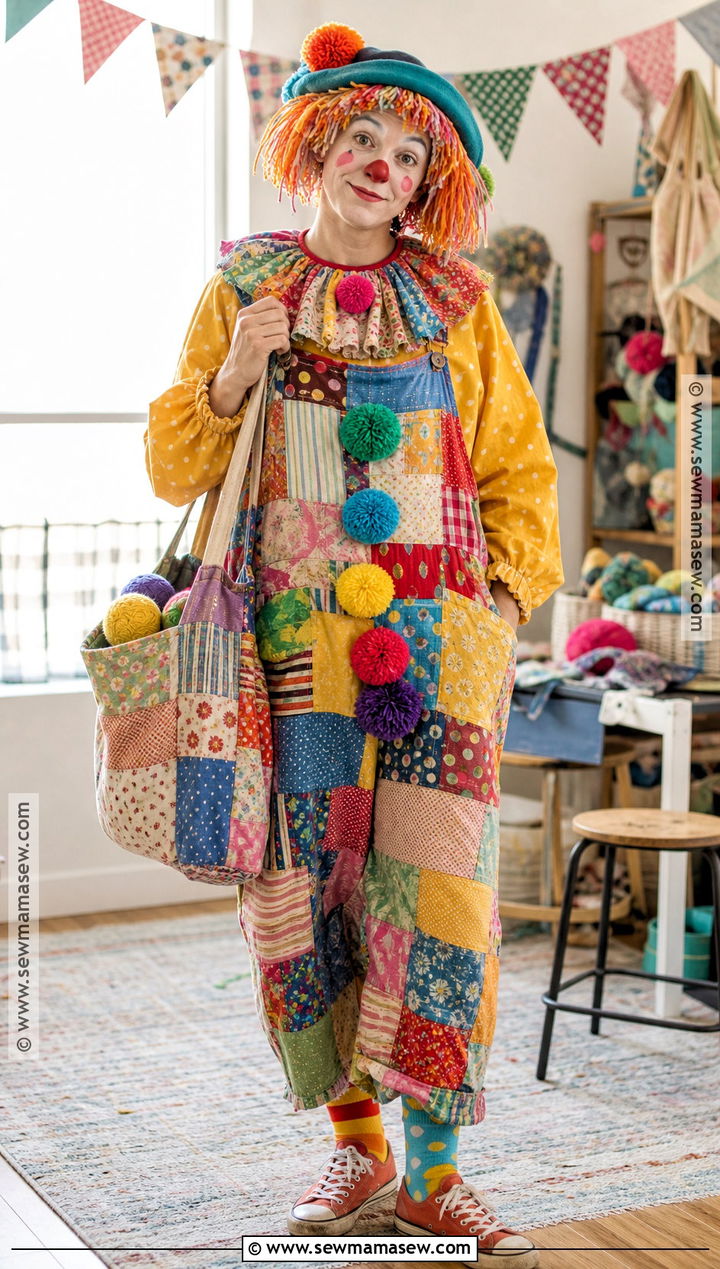 Patchwork DIY Circus Clown Costume - 30 circus clown costume ideas