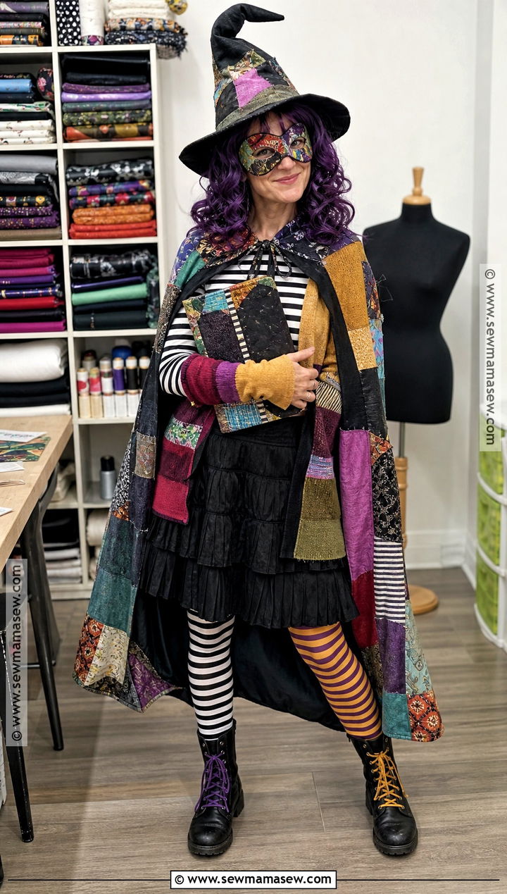 Patchwork Witch Mask Costume - 30 witch mask ideas
