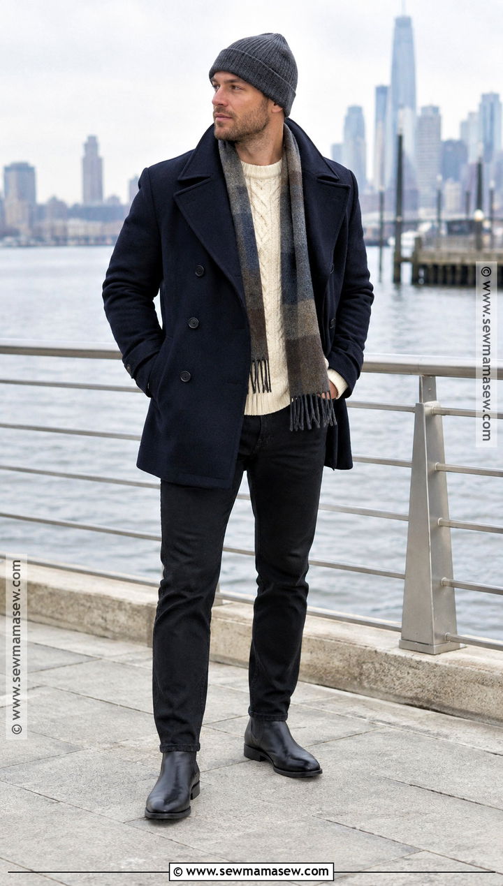Peacoat And Black Jeans Fall Outfit - 25 Fall Mens Outfits