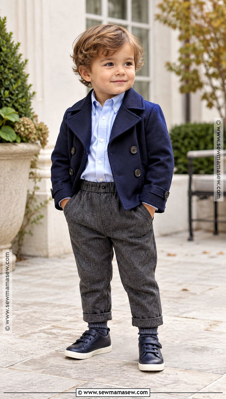 Peacoat And Knit Trousers Toddler Fall Outfit - 25 fall toddler outfits