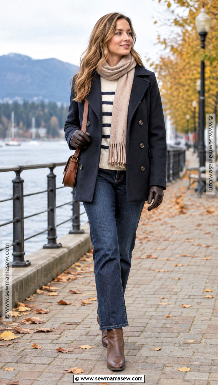 Peacoat And Straight Jeans Canada Fall Outfit - 20 canada fall outfits