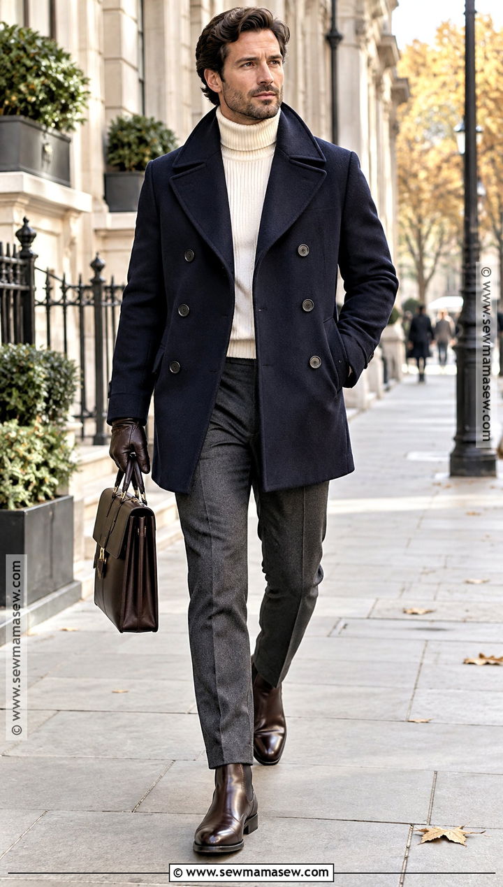 Peacoat With Roll Neck And Tailored Trousers - 15 mens autumn jackets