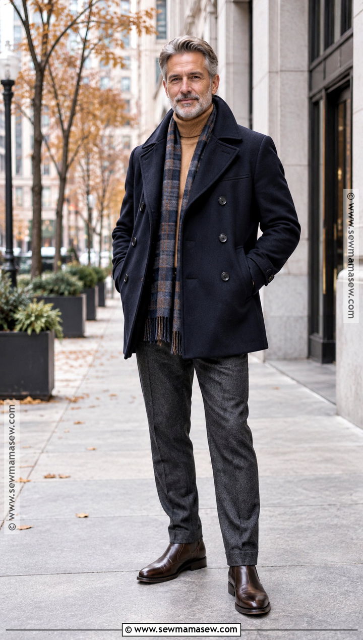 Peacoat With Turtleneck And Wool Pants - 25 fall fits for men