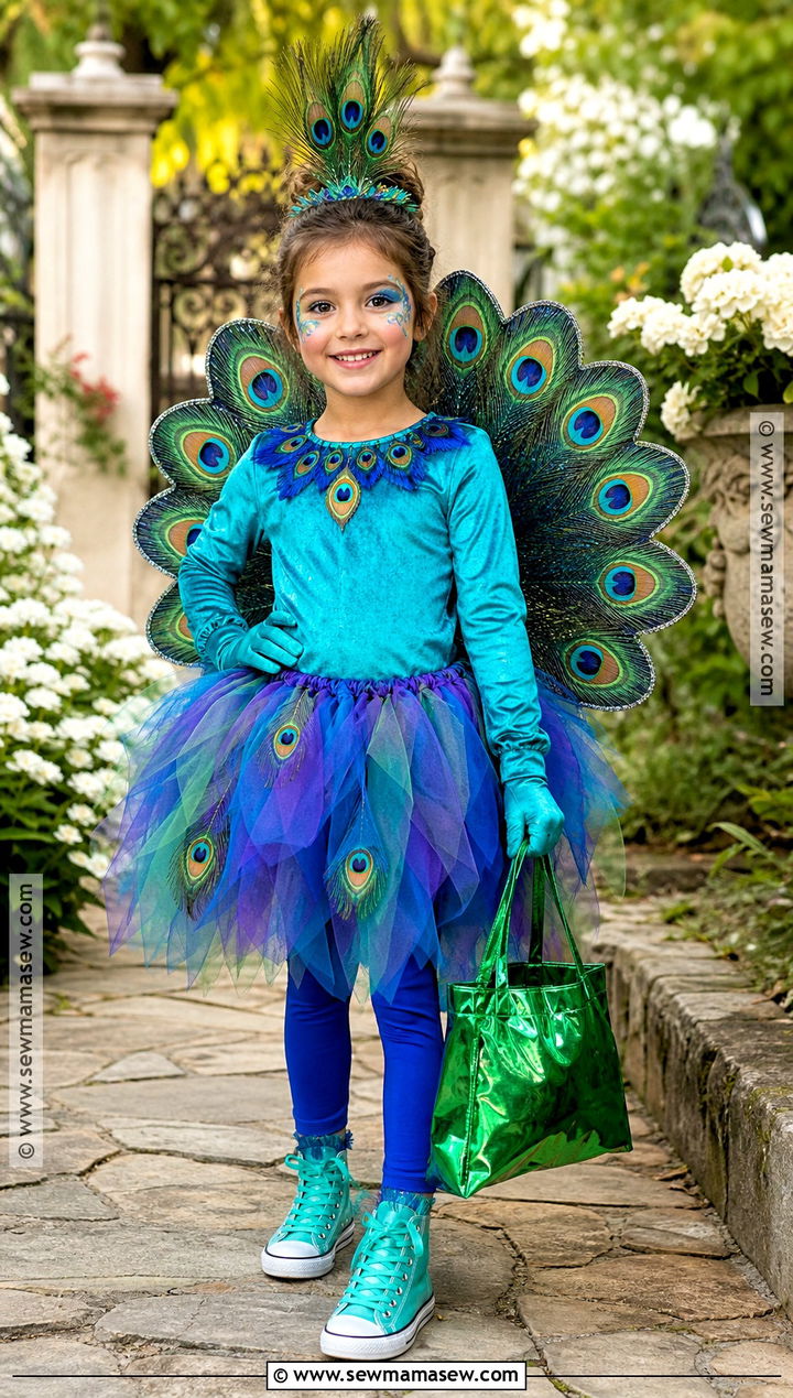 Peacock Costume With Colorful Tail - 35 animal costumes for kids