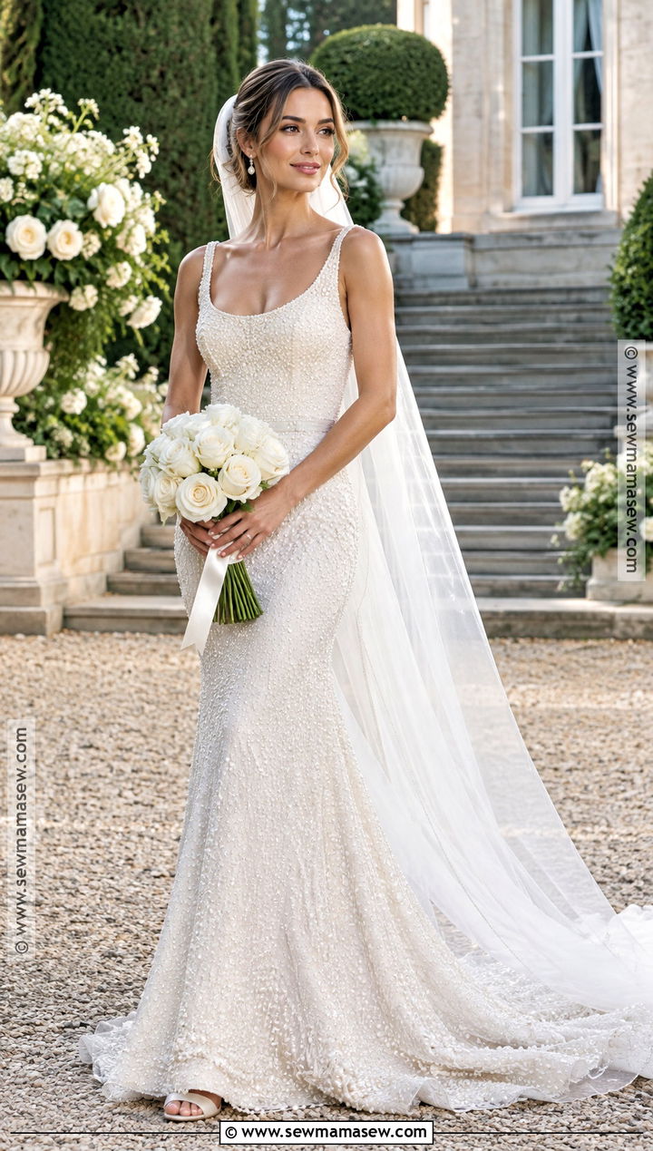 Pearl Beaded Fit And Flare Wedding Dress - 15 september wedding dresses bride