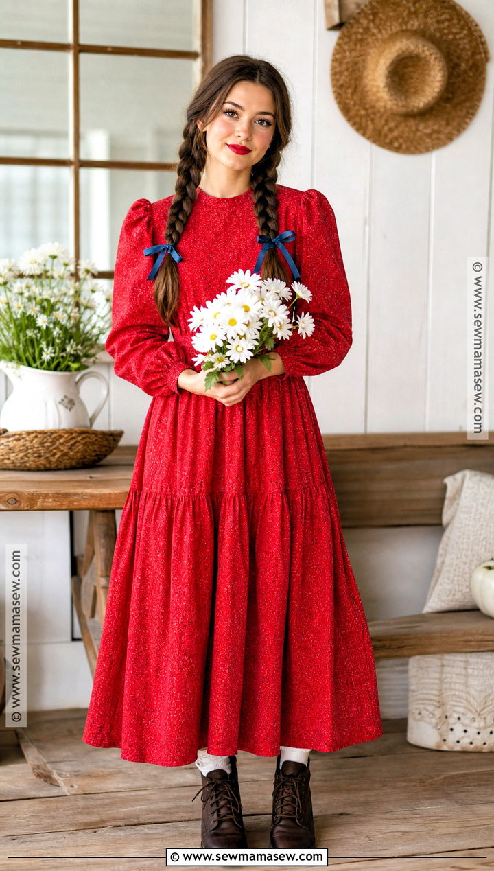 Pearl Costume With Red Prairie Dress - 30 scary movie costumes