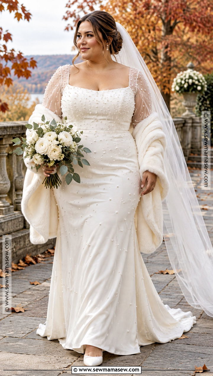 Pearl Embellished Fall Bridal Look - 15 fall bridal looks