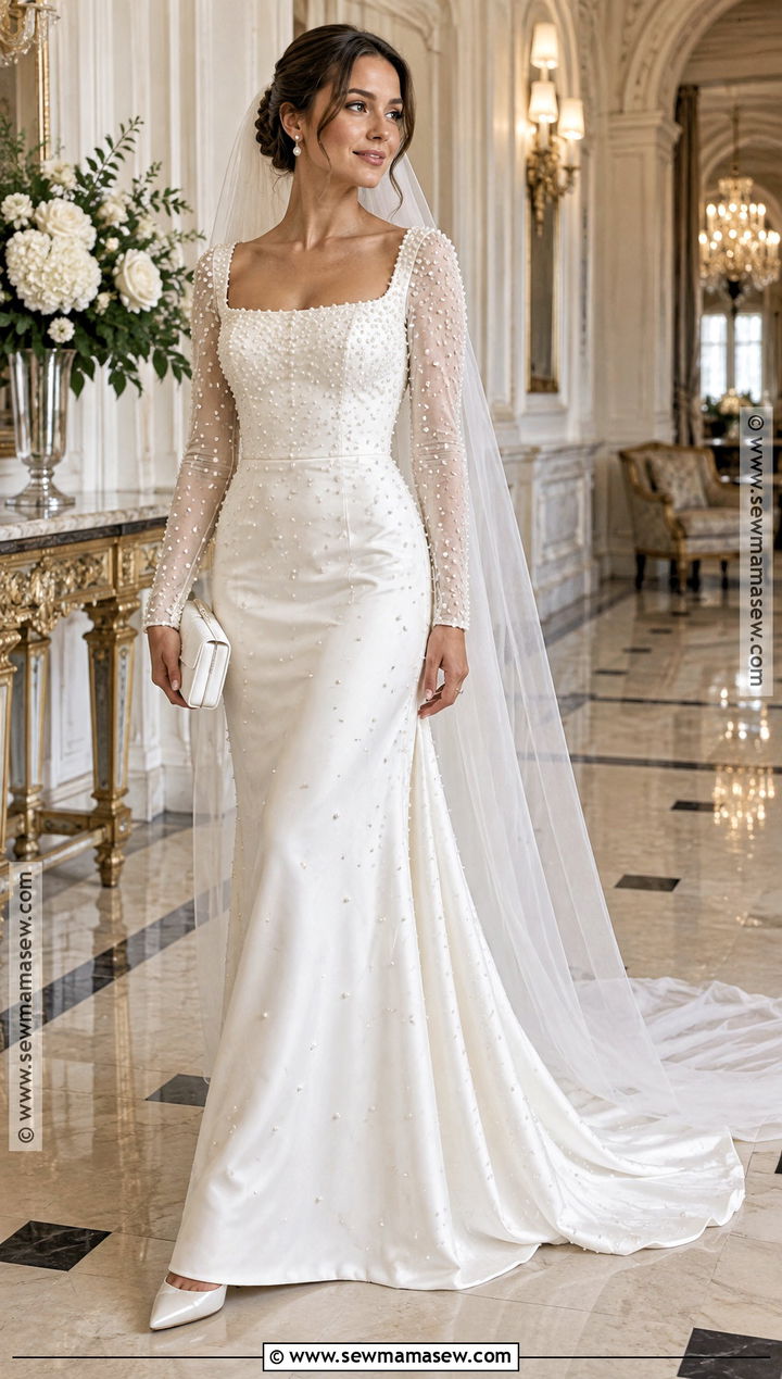 Pearl Embellished Wedding Dress - 15 Fall 2026 Wedding Dress Ideas