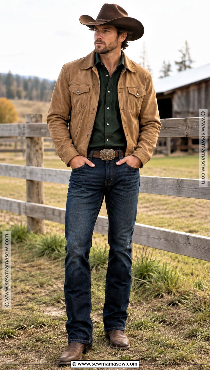 Pearl Snap Shirt With Bootcut Jeans And Cowboy Hat - 15 country fall outfits for men