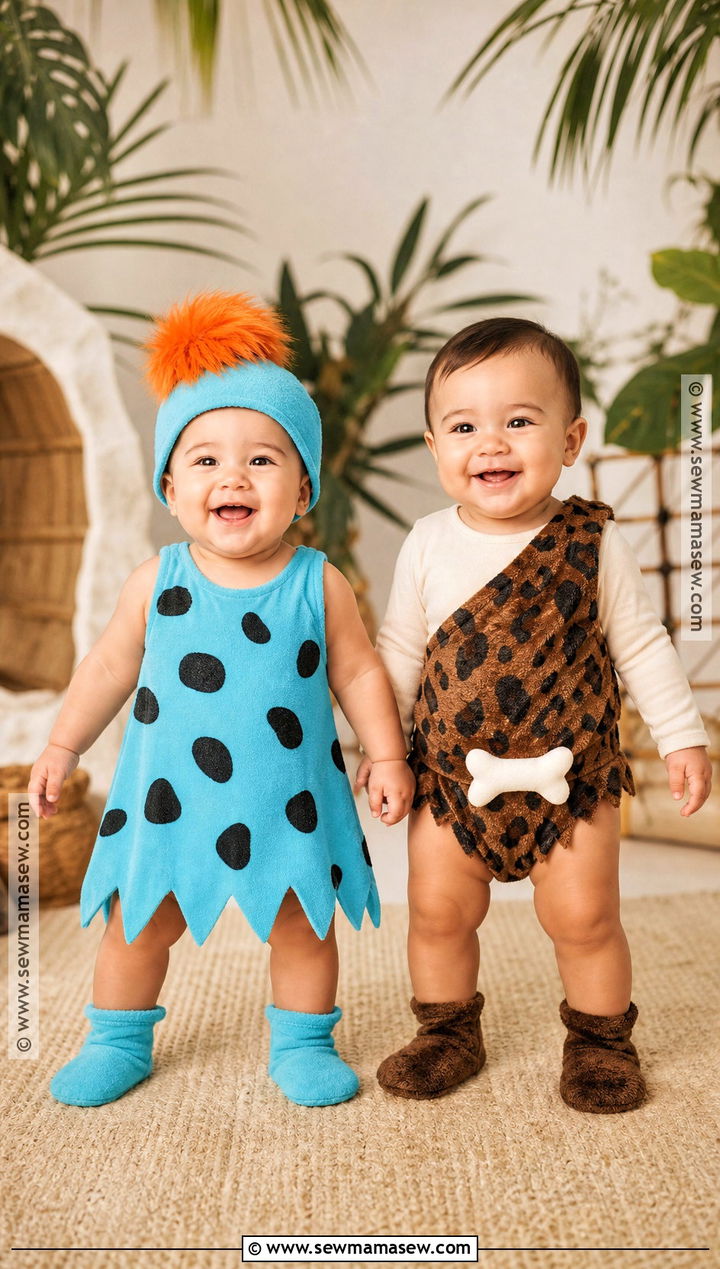Pebbles And Bamm Bamm Twin Baby Costume - 30 twin halloween costumes for babies