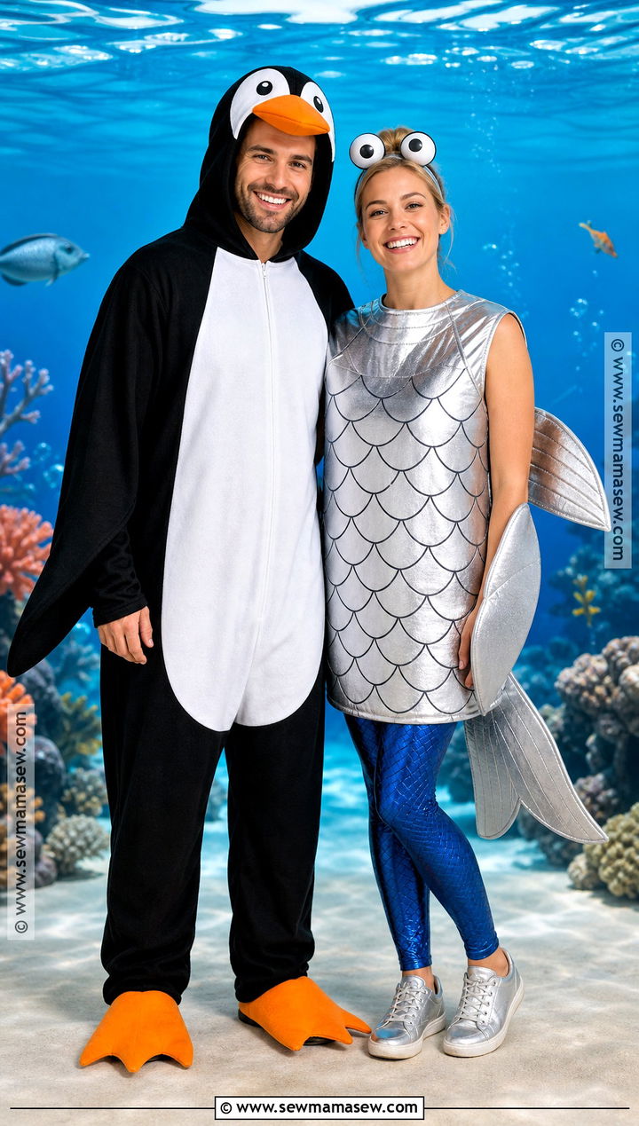 Penguin And Fish Couple Costume - 35 penguin costume ideas