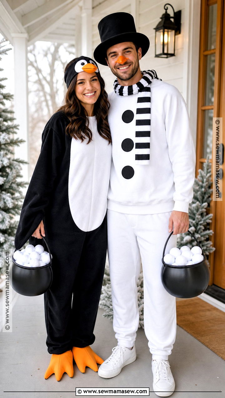 Penguin And Snowman Couple Costume - 35 penguin costume ideas