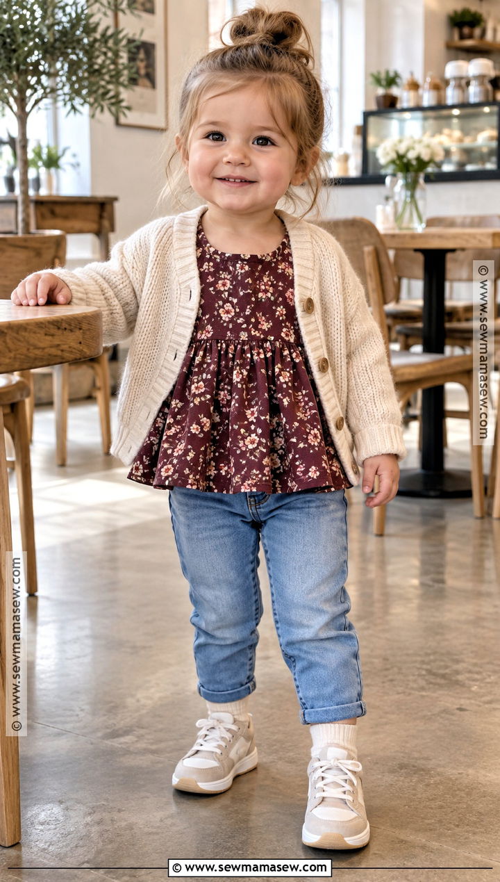 Peplum Top And Baby Jeans Fall Outfit - 20 baby fall outfits for girls
