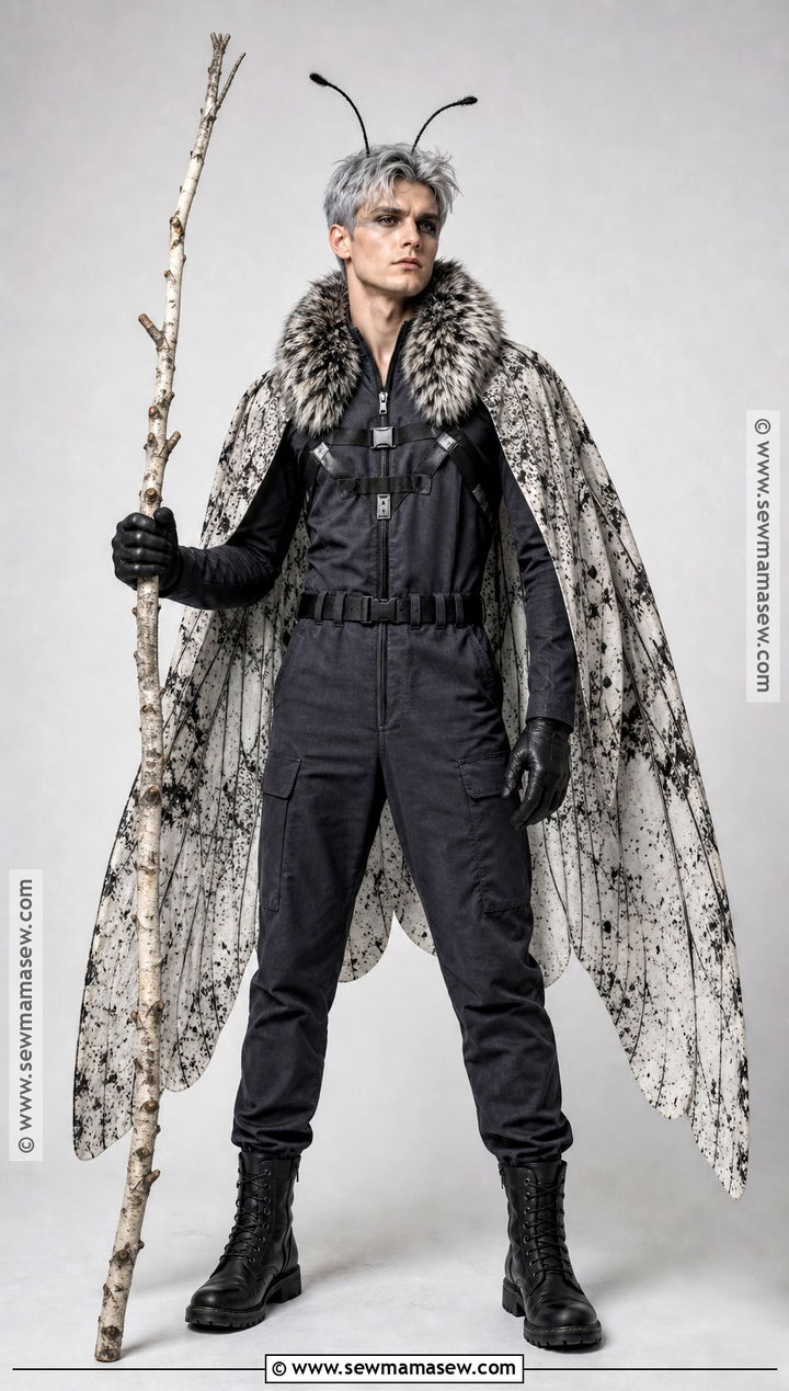 Peppered Moth Cosplay With Speckled Cape - 30 Moth Cosplay Ideas