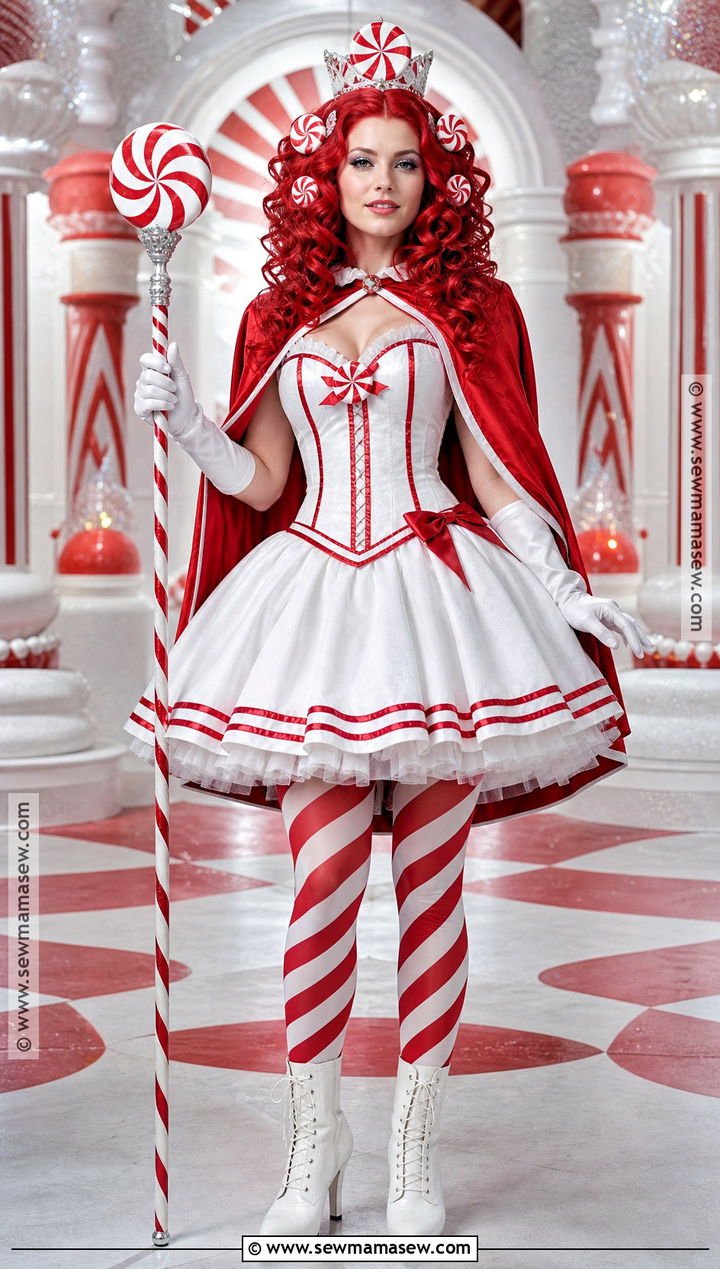 Peppermint Princess Costume With Red Cape - 30 Candy Land Costumes for Women