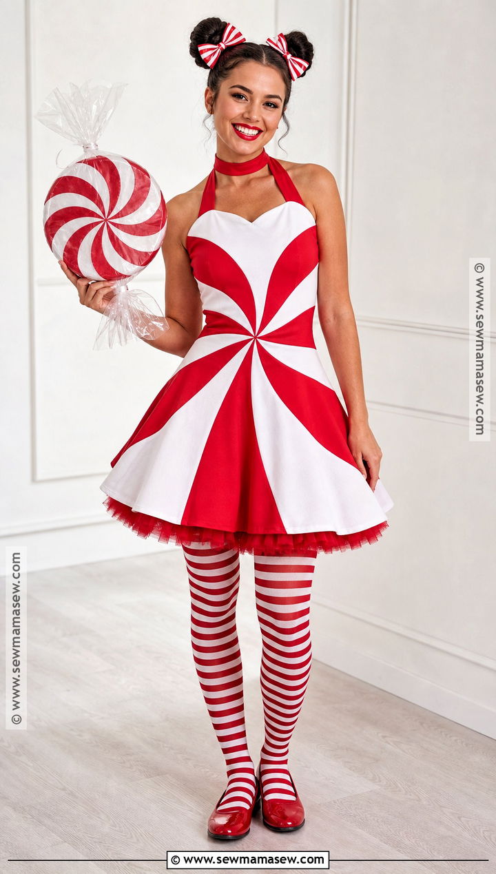 Peppermint Swirl Candy Girl Costume - 30 Candy Girl Halloween Costume Ideas